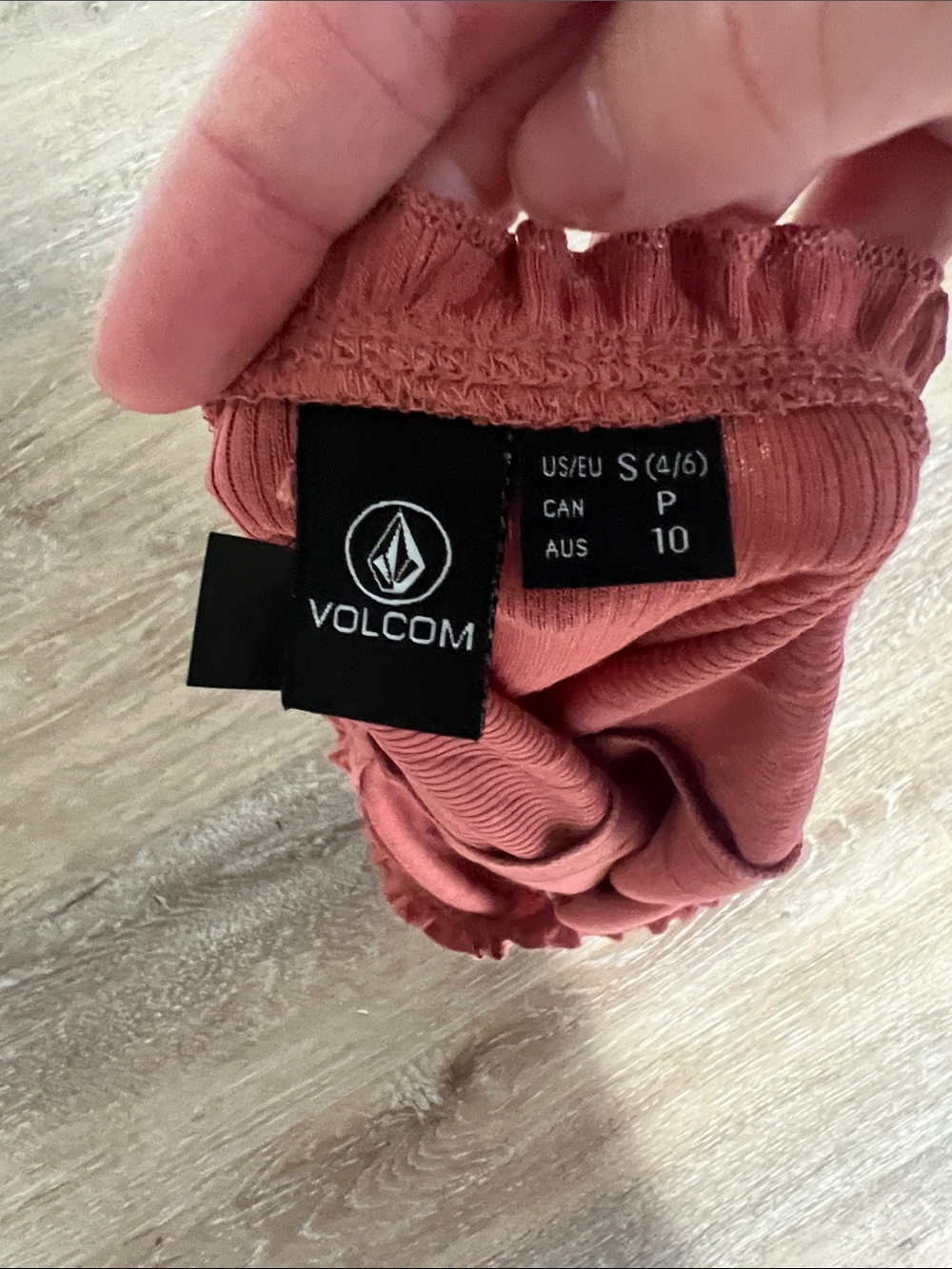 Volcom Rust Orange Ribbed Ruffle-Trim Bodysuit - Picture 3 of 3